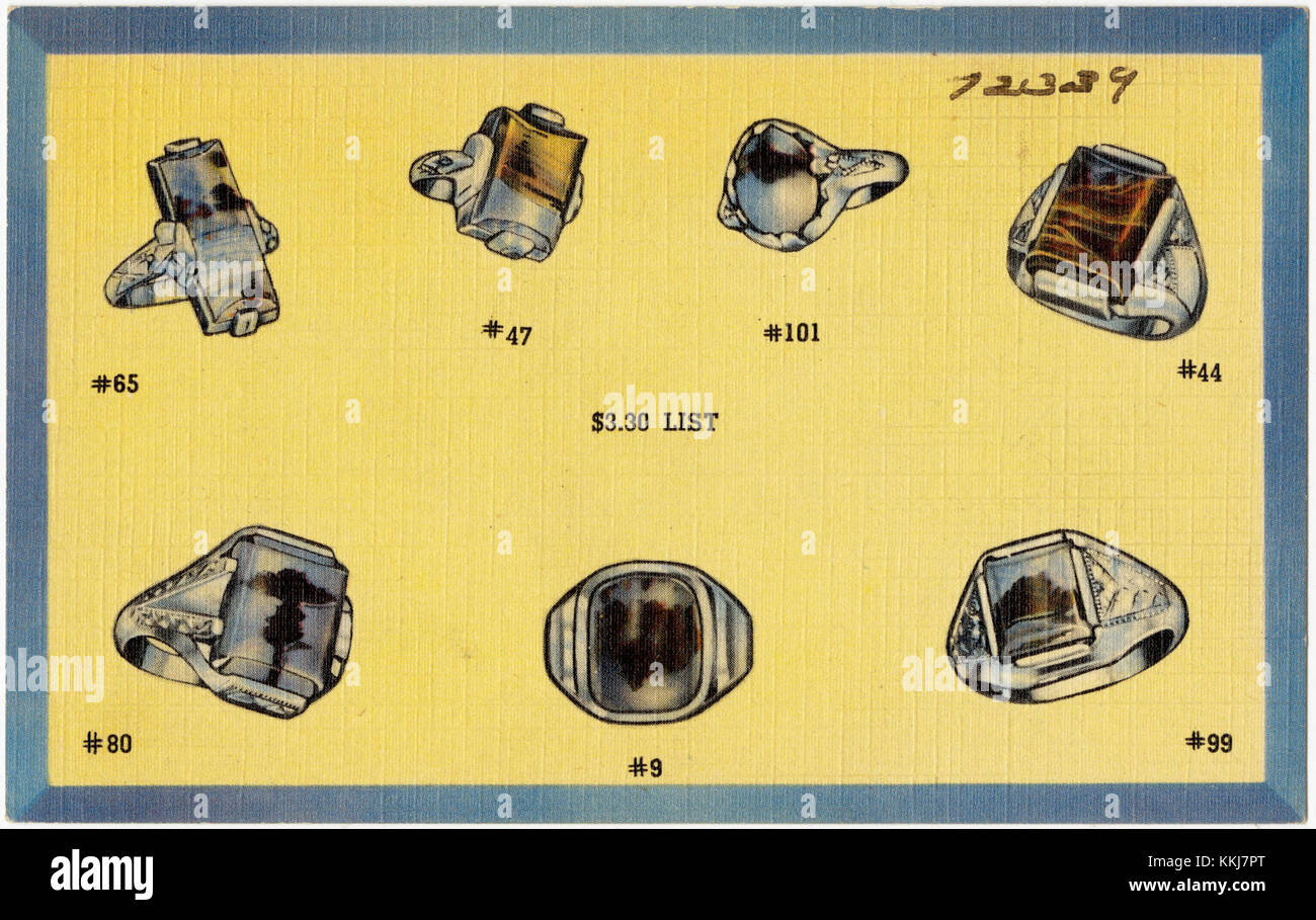 Estos anillos están hechos de plata esterlina fundido a mano, grabado a mano y Rhodium plated, R. M. Horr, fabricante de joyas de piedra nativa, Lemmon, S. Dak (72339) Foto de stock