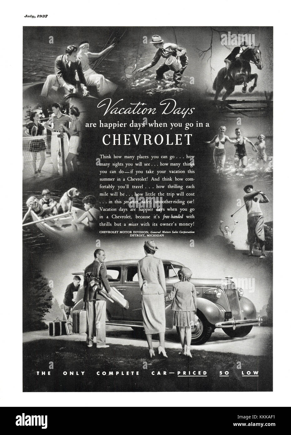 1937 EE.UU. la revista Chevrolet anuncio Foto de stock