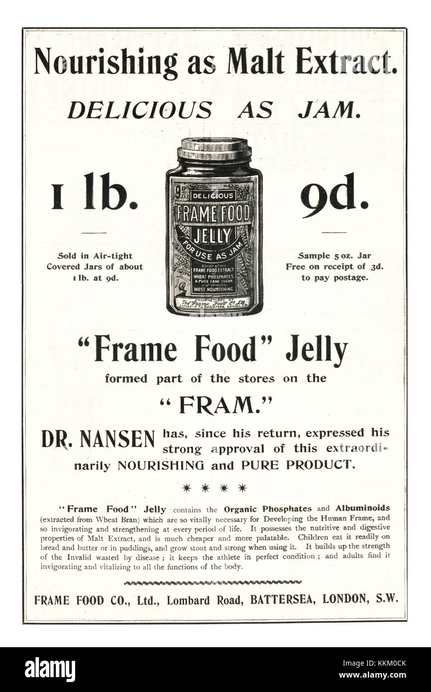 1897 La revista británica Frame comida Jelly anuncio Foto de stock