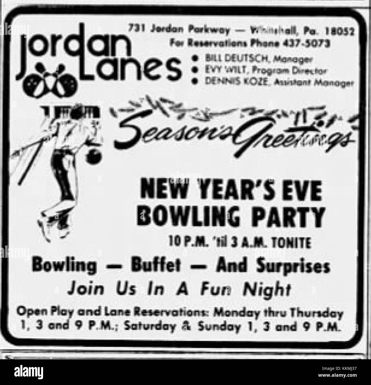 1976 - Jordan Lanes - 31 Dec MC - Allentown PA Fotografía de stock - Alamy