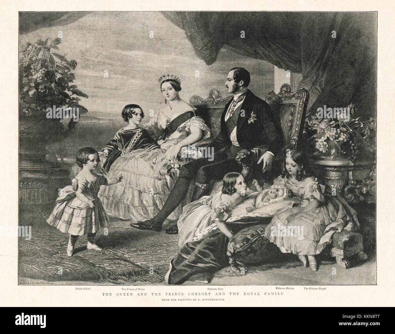 1897 El gráfico de la Reina Victoria y el príncipe Alberto y la Familia Real en 1846 Foto de stock