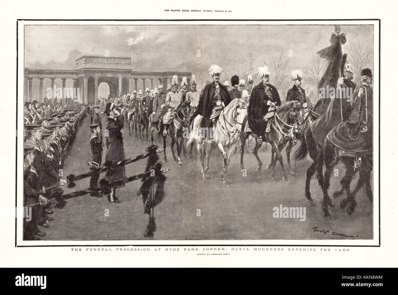 1901 La Reina Victoria de gráfico Procesión fúnebre en la Capilla de St George, Windsor Foto de stock