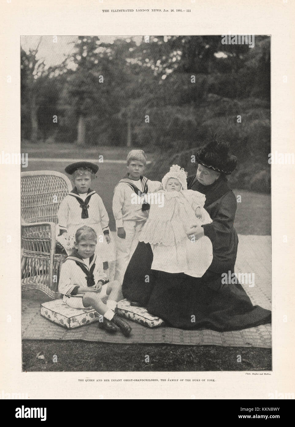 1901 Illustrated London News La Reina Victoria y sus nietos Foto de stock