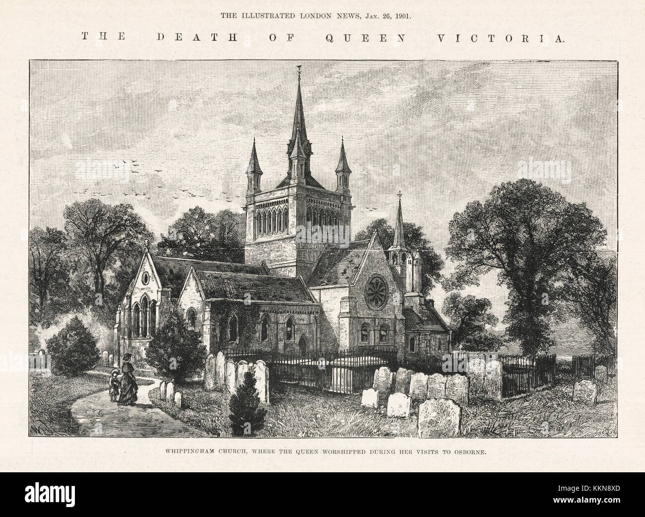 1901 Illustrated London News Iglesia Whippingham, en la Isla de Wight Foto de stock