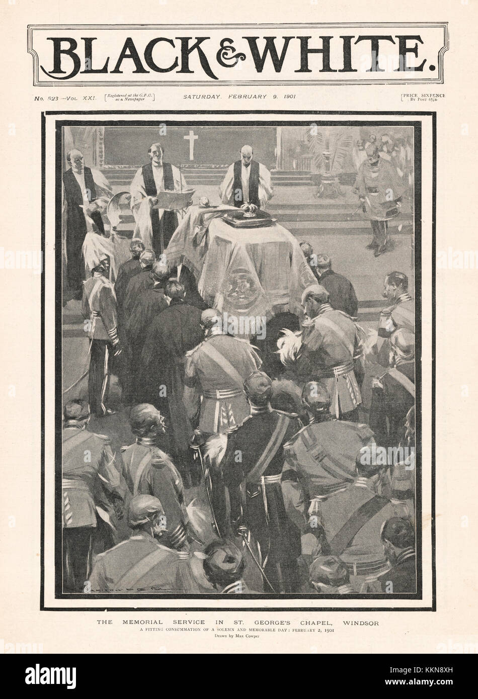 1901 Black & White el funeral de la Reina Victoria en la Capilla de St George, Windsor Foto de stock