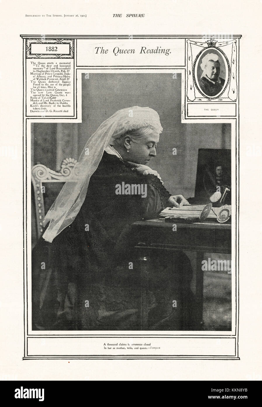 1901 El ámbito Reina Victoria lectura Foto de stock