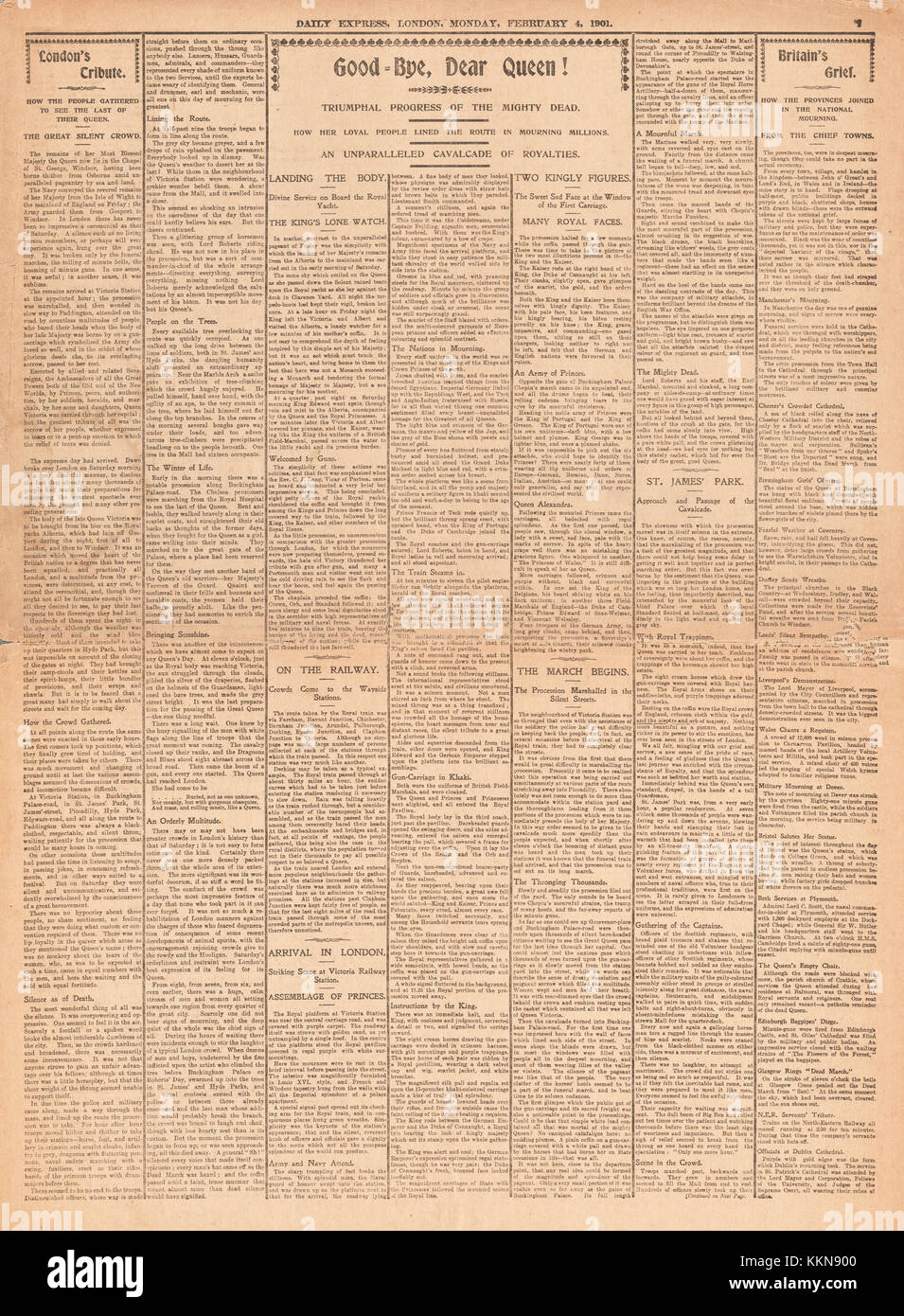 Daily Express 1901 la muerte de la Reina Victoria, página 7 Foto de stock