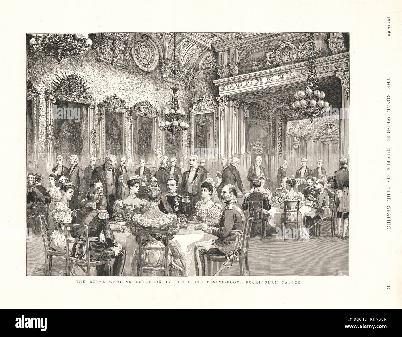 1896 El gráfico Royal Wedding almuerzo en el Palacio de Buckingham para la Princesa Maud y el príncipe Carl de Dinamarca Foto de stock