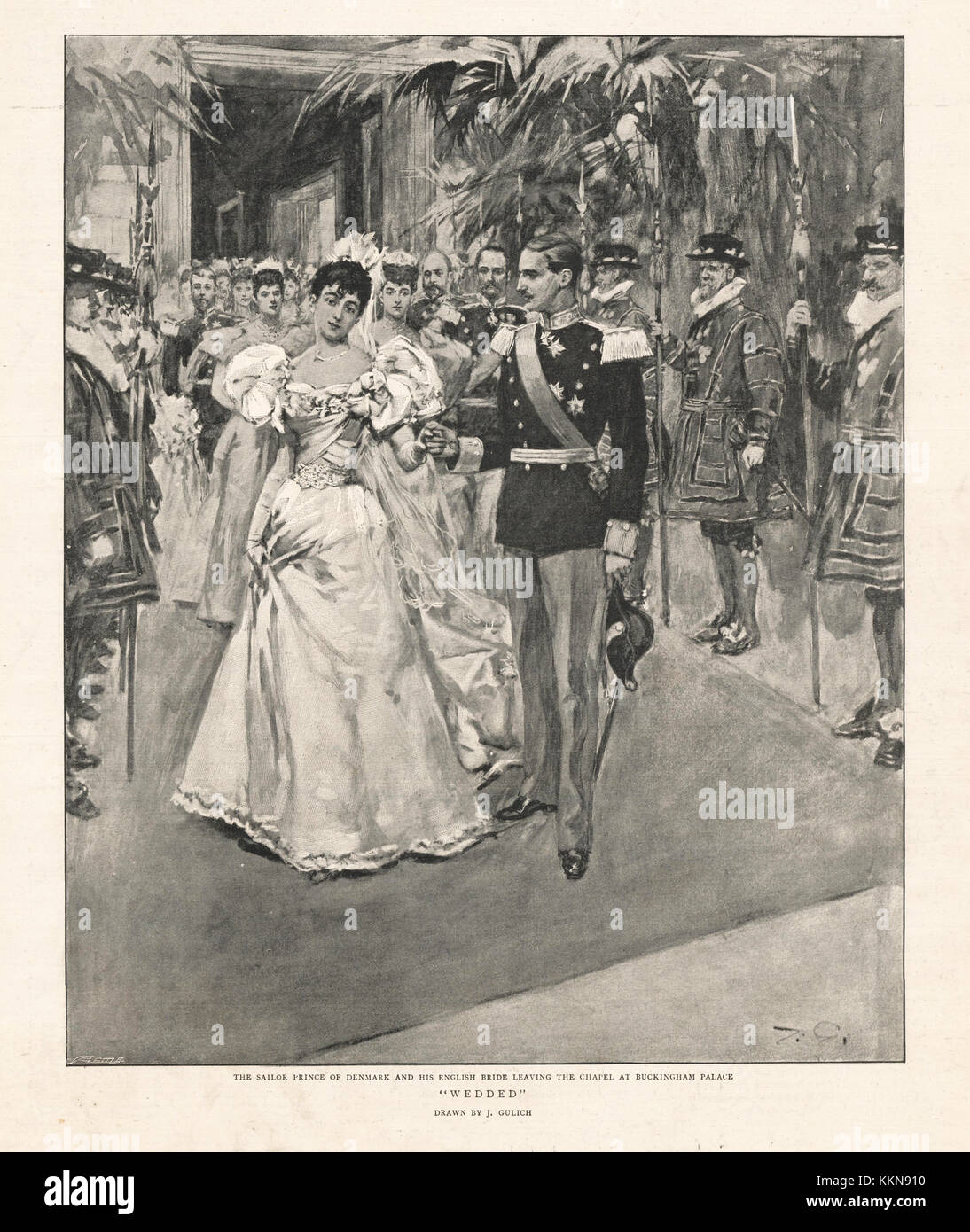 1896 El gráfico de la boda el Príncipe Carlos y la Princesa Maud Foto de stock