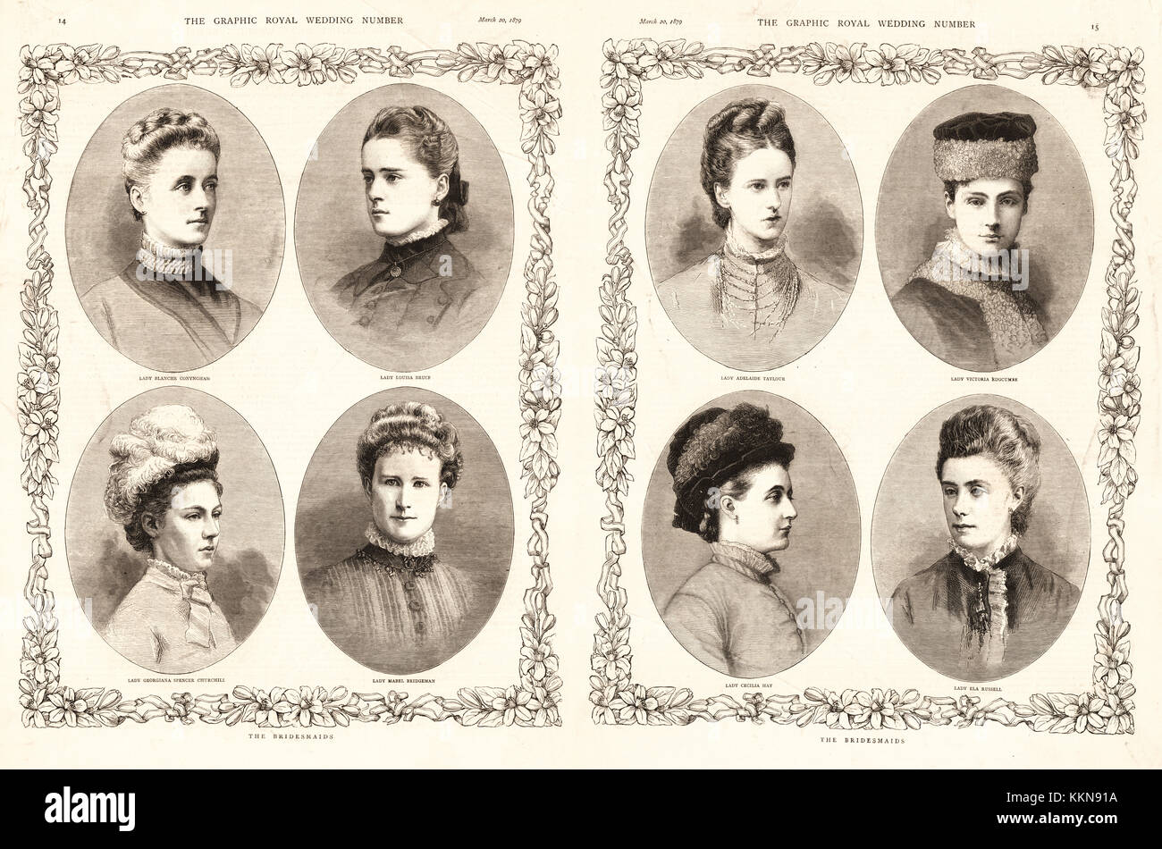 1879 El gráfico las Damas de Honor de la princesa Luisa de Prusia. Foto de stock