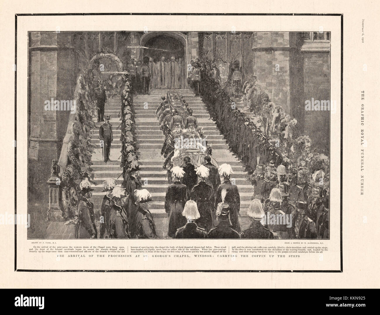 1901 El gráfico del funeral de la Reina Victoria en la Capilla de St George, Windsor Foto de stock
