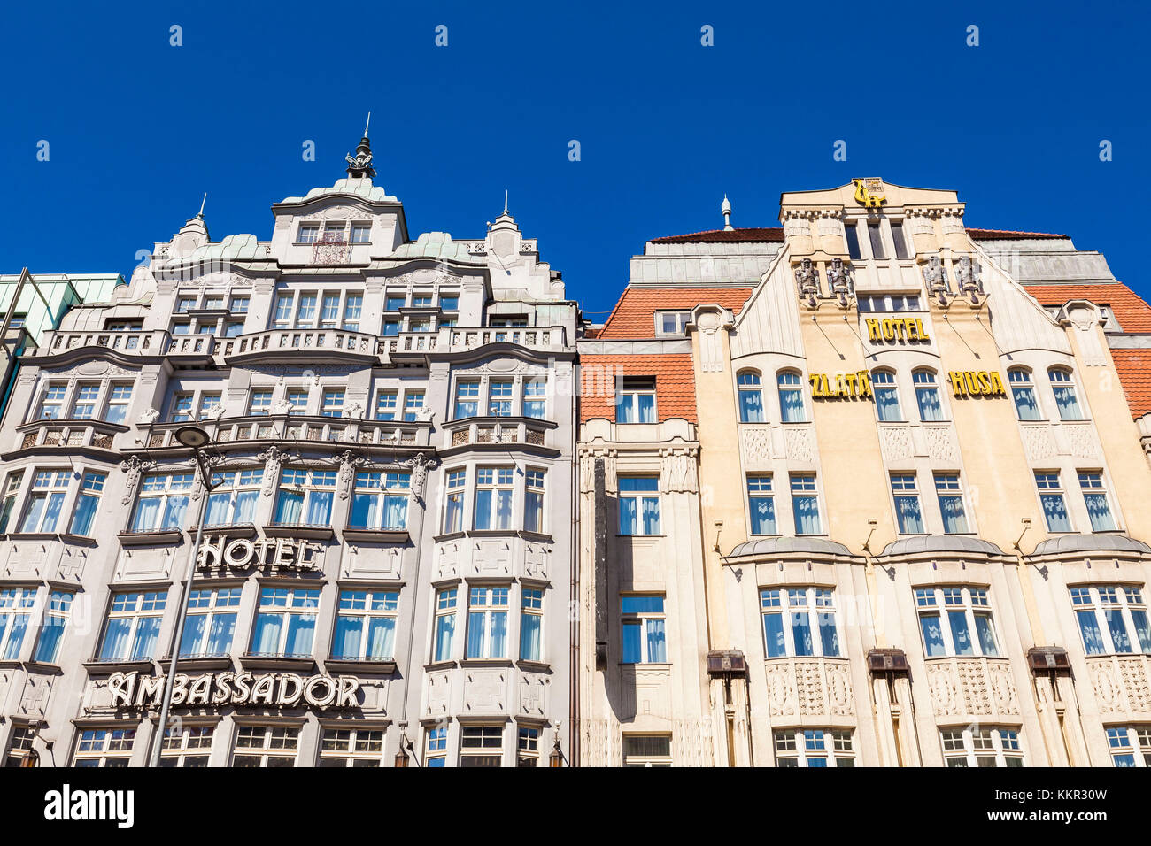 República Checa, Praga, centro de la ciudad, Praga Neustadt, la plaza Wenceslas, el hotel Ambassador Zlata Husa, hotel de cinco estrellas, hotel de lujo, hotel Jugendstil Foto de stock