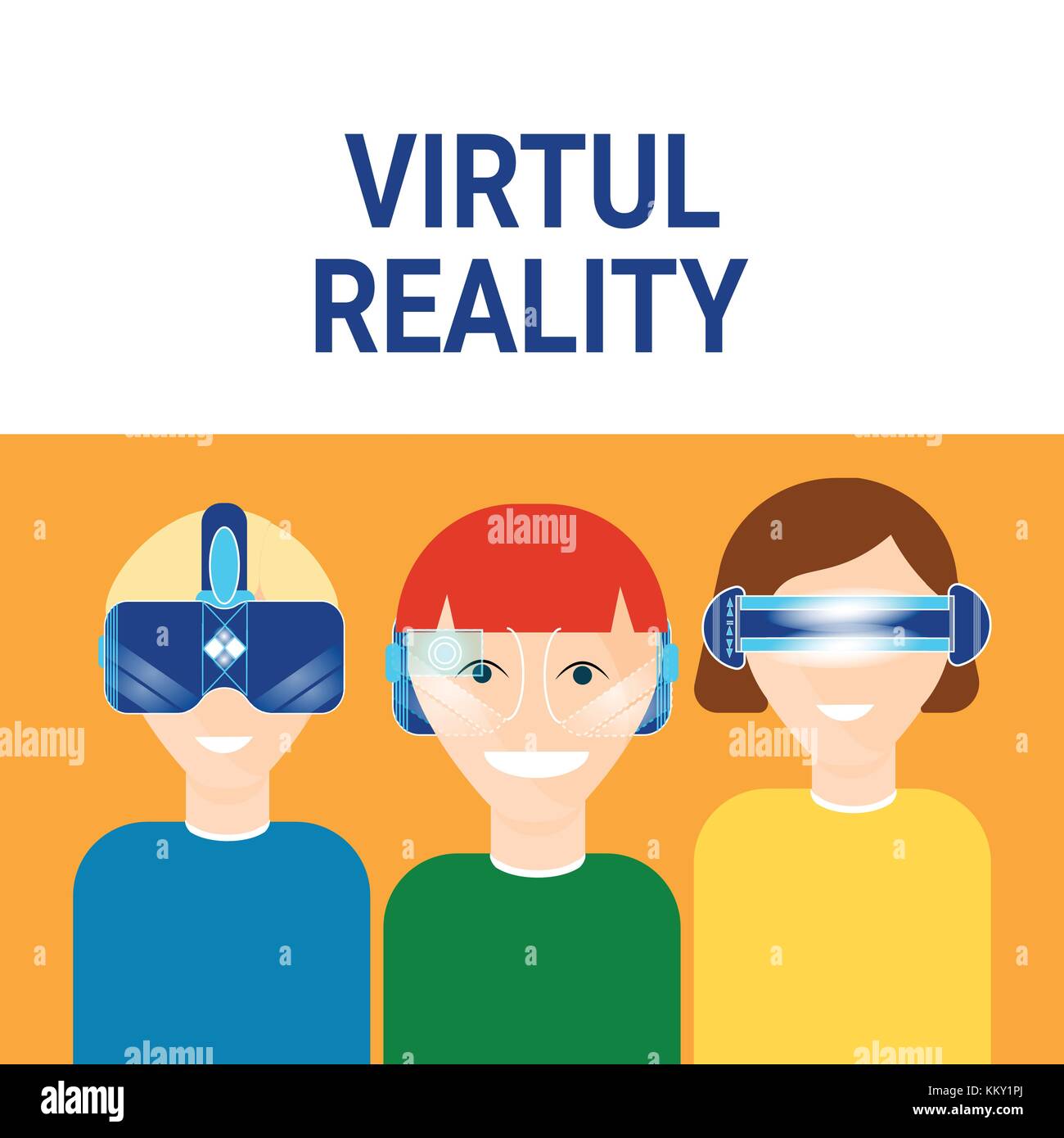 Niño usando gafas de realidad virtual - cartoon personas aisladas de  carácter ilustración Imagen Vector de stock - Alamy
