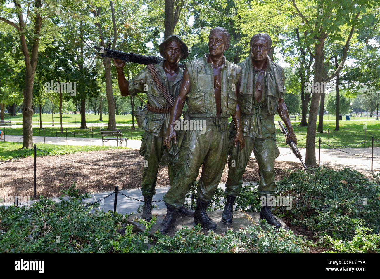 Los tres militares Memorial, parte de la Vietnam Veterans Memorial, el National Mall, en Washington DC, Estados Unidos. Foto de stock
