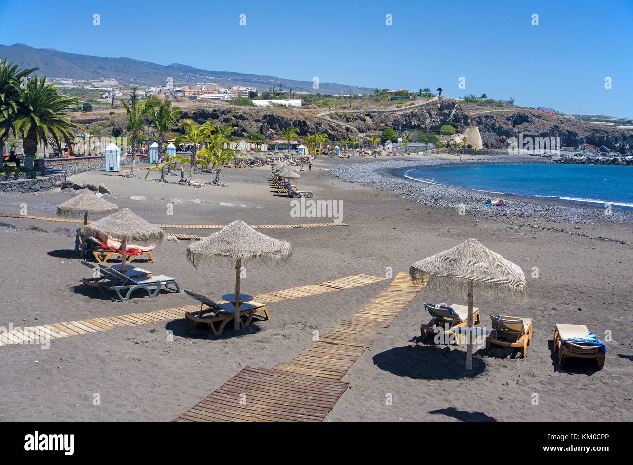 Playa San Juan, Playa en la costa oeste de la isla, la isla de Tenerife, Islas Canarias, España Foto de stock
