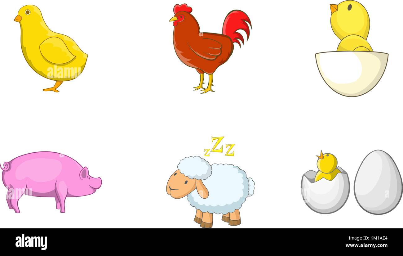 Los animales domésticos, conjunto de iconos de estilo de dibujos animados  Imagen Vector de stock - Alamy