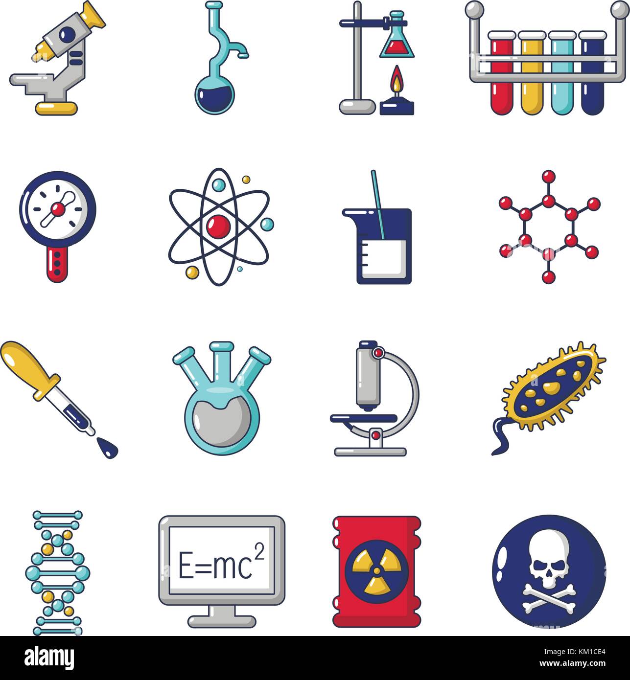 Laboratorio de Química, conjunto de iconos de estilo de dibujos animados  Imagen Vector de stock - Alamy