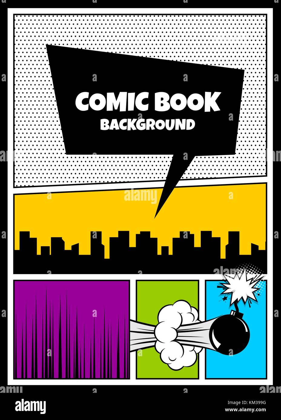 Color de tapa de libro de comics telón vertical Ilustración del Vector