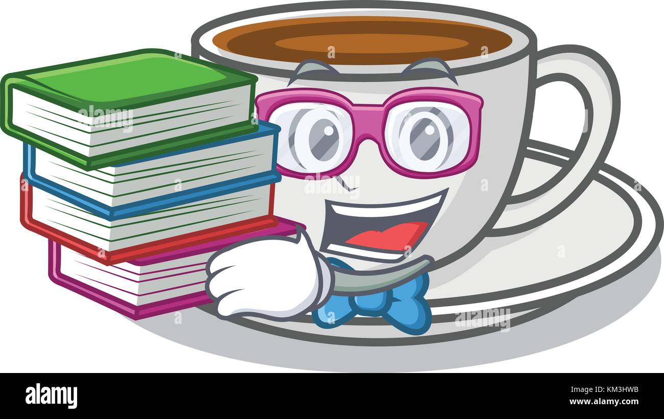 Estudiante con carácter de café del libro de estilo de dibujos animados  Imagen Vector de stock - Alamy