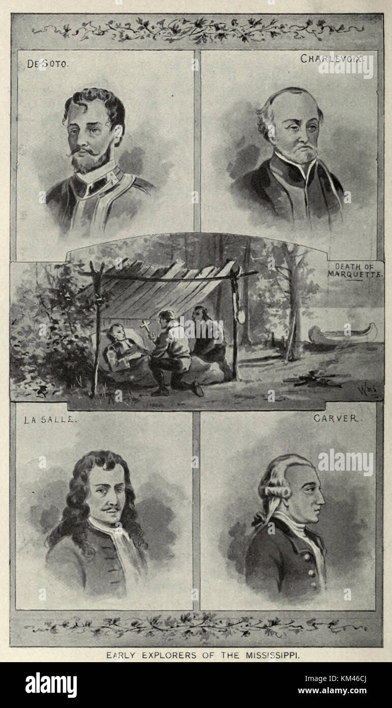Primeros exploradores del Río Mississippi Foto de stock