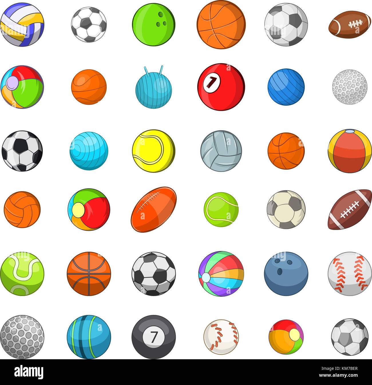 Deportes de pelota, el conjunto de iconos de estilo de dibujos animados  Imagen Vector de stock - Alamy