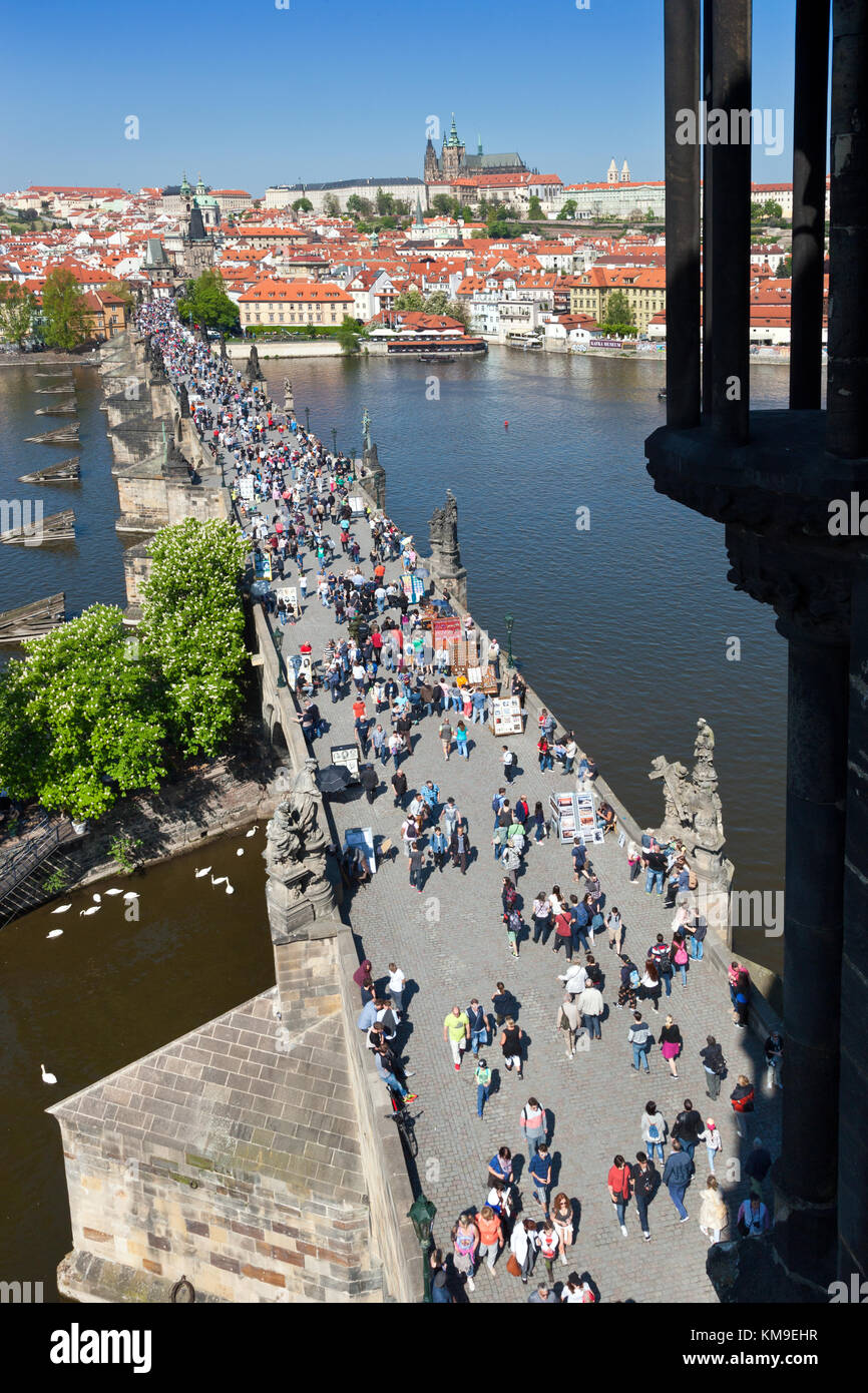 Karluv más, Prazsky hrad, chram sv. Vita a mala Strana, Praha (UNESCO), ceska republika / Catedral de San Vito, Puente de Carlos (UNESCO), Ciudad menor, Foto de stock