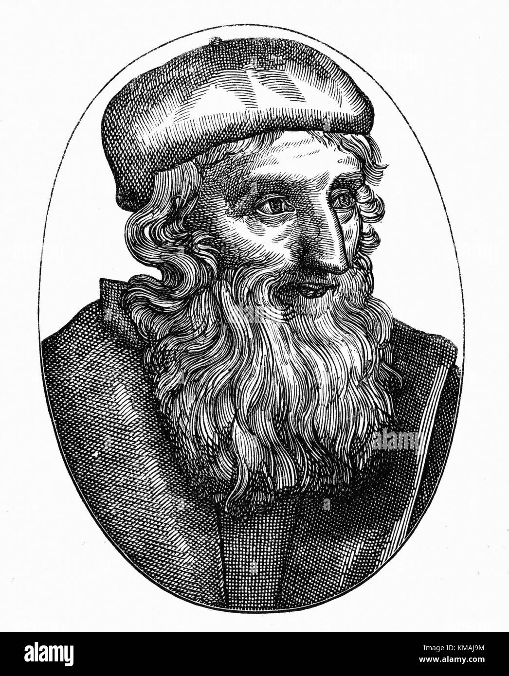 John Wycliffe - reformador religioso inglés, precursor de la Reforma Protestante. Xilografía del siglo XVI. Foto de stock