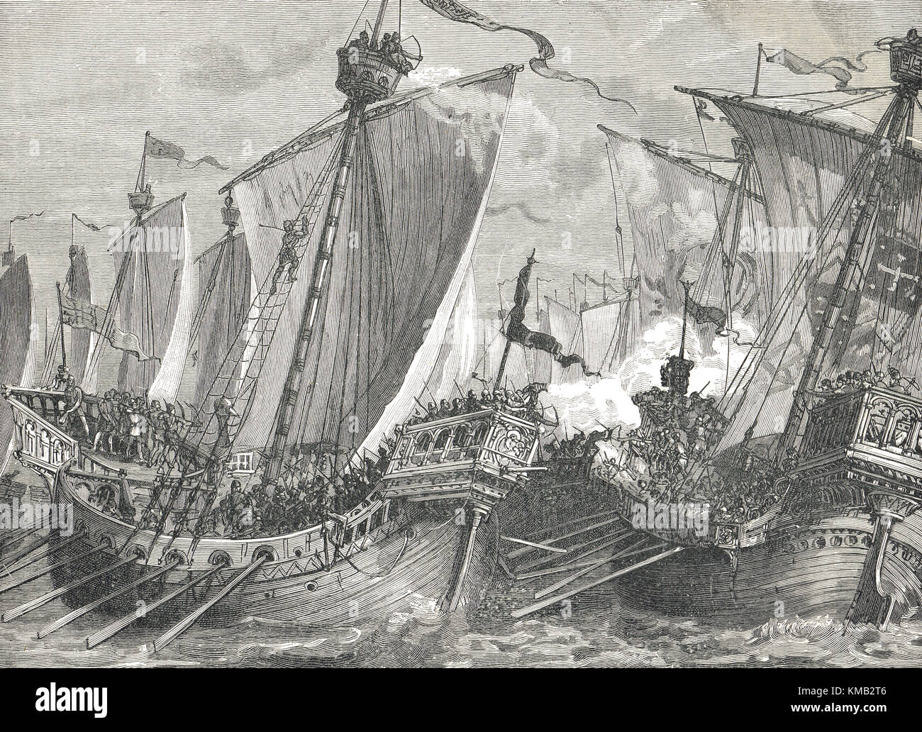 La derrota de la flota francesa, la batalla de sandwich, 24 de agosto de 1217 (también llamada la batalla de Dover) Foto de stock
