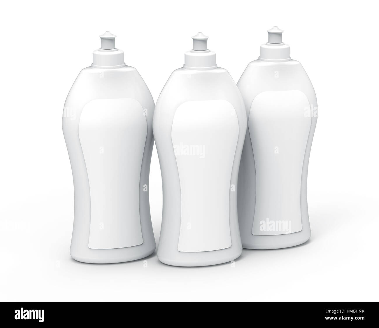 Maqueta de etiquetas blancas en blanco en dos botellas de ducha