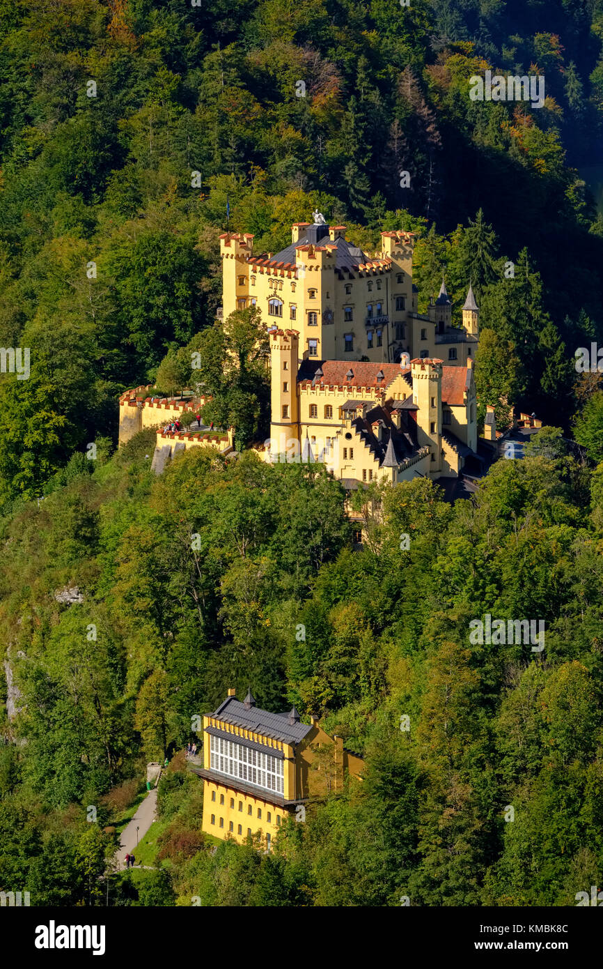 Castillo Hohenschwangau Schwangau, Königswinkel, Ostallgäu, Allgäu, suabia, Baviera, Alemania Foto de stock
