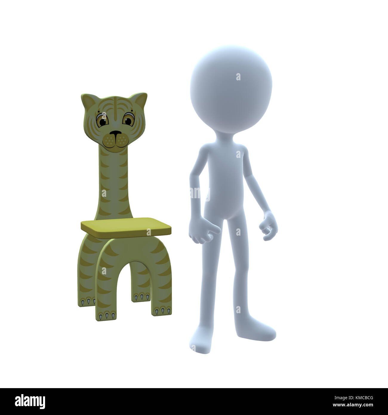 Hombre en 3D con un león childs presidente sobre un fondo blanco