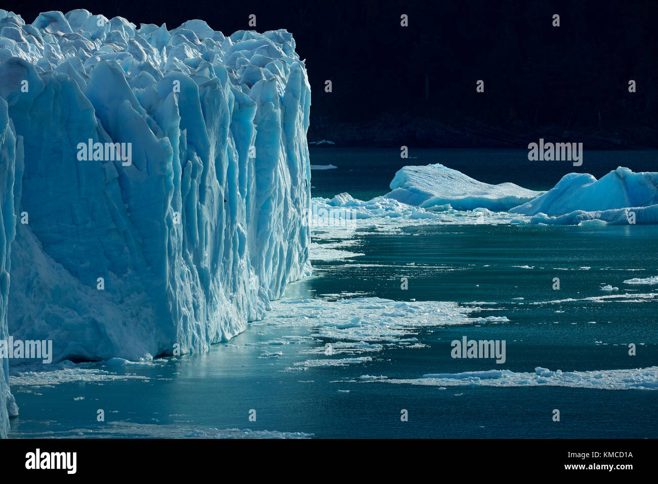 Cara terminal del glaciar Perito Moreno y el lago Argentino, el parque nacional Los Glaciares (Zona patrimonio de la humanidad), Patagonia, Argentina, Sudamérica Foto de stock