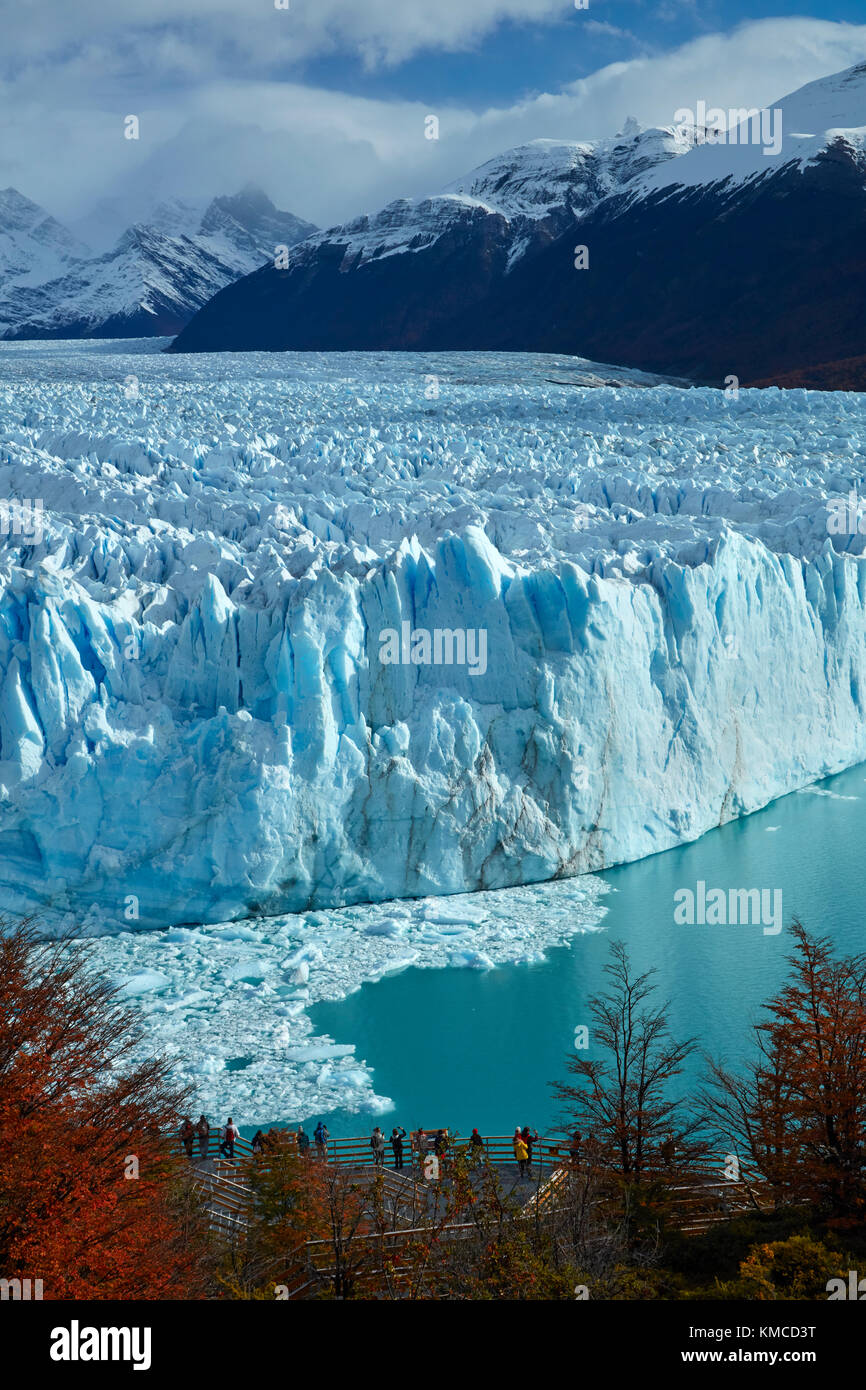 Glaciar Perito Moreno Bosque De Lengas En Otono Y Los Turistas De Paseo Parque Nacional Los Glaciares Zona Patrimonio De La Humanidad Patagonia Argentina Sout Fotografia De Stock Alamy