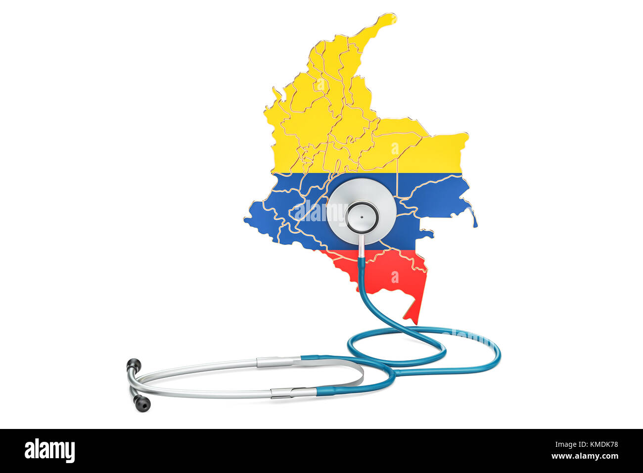 Clasificación Inútil ensalada Mapa de Colombia con el estetoscopio, el concepto nacional de atención de  la salud, 3D rendering Fotografía de stock - Alamy