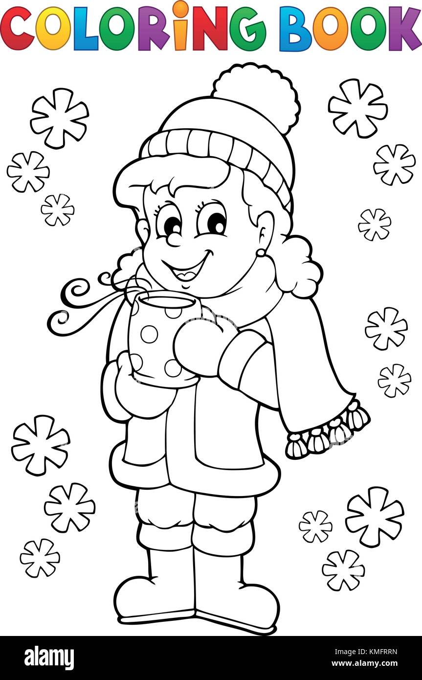 Libro para colorear niña en ropa de invierno - eps10 ilustración vectorial  Imagen Vector de stock - Alamy