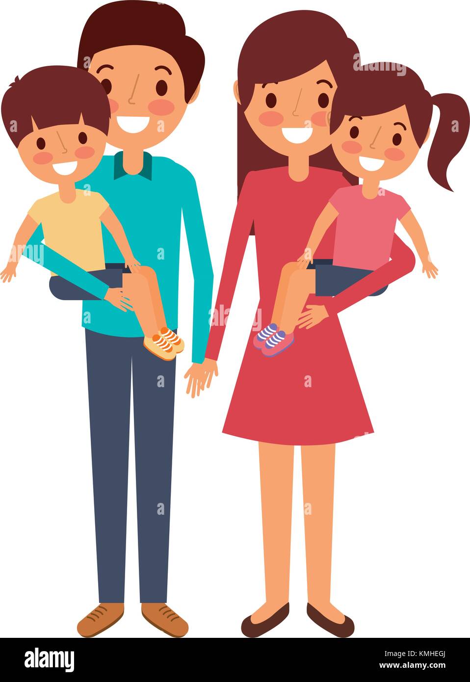 Familia papá con hijo pequeño y mamá celebración hija Imagen Vector de  stock - Alamy