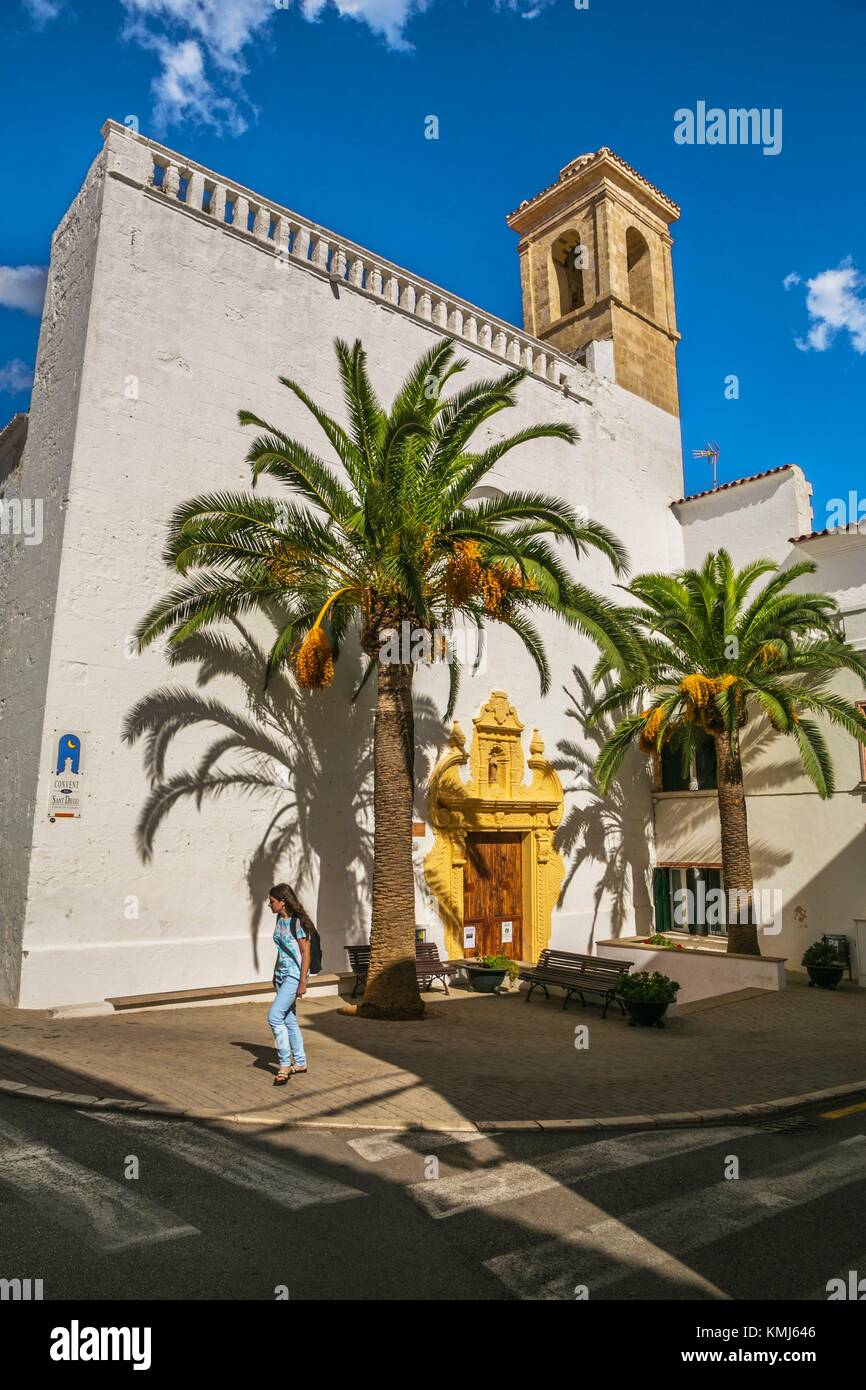 La Iglesia de San Diego , San Diego Convento Franciscano , pueblo de Alaior. Municipio de Alaior. Menorca. Islas Baleares. España Foto de stock