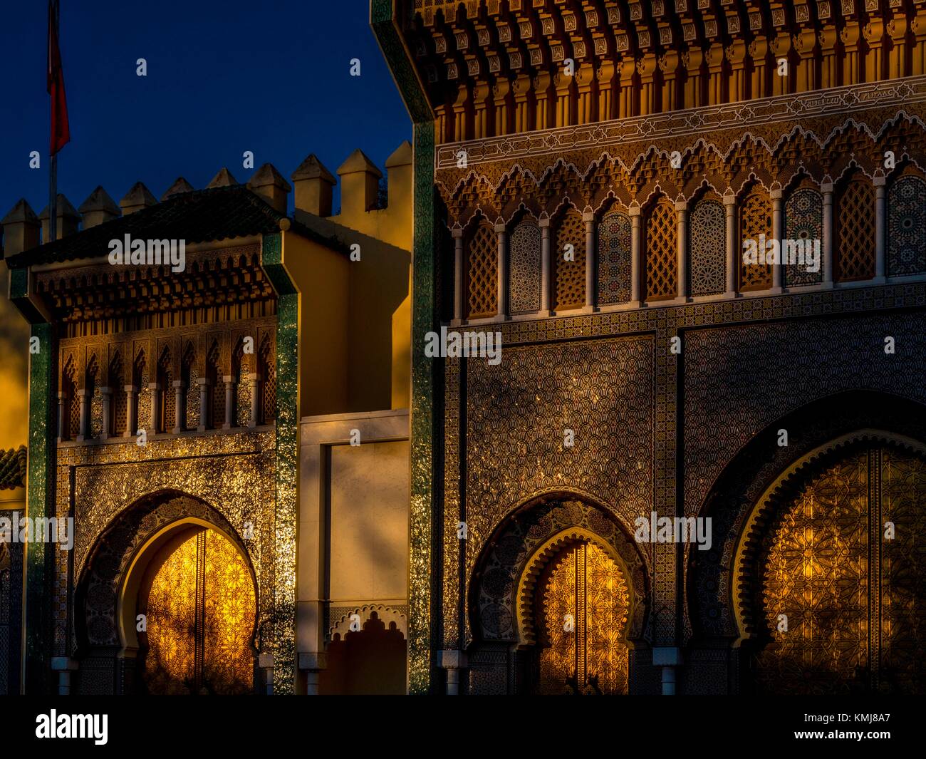 Marruecos, Fes, puertas de entrada al Palacio Real de Fez. Foto de stock
