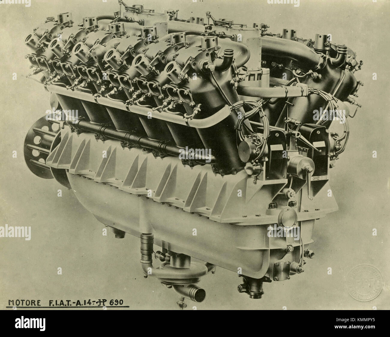 Los motores de aviación de FIAT A.14 HP 690, Italia 1920 Foto de stock