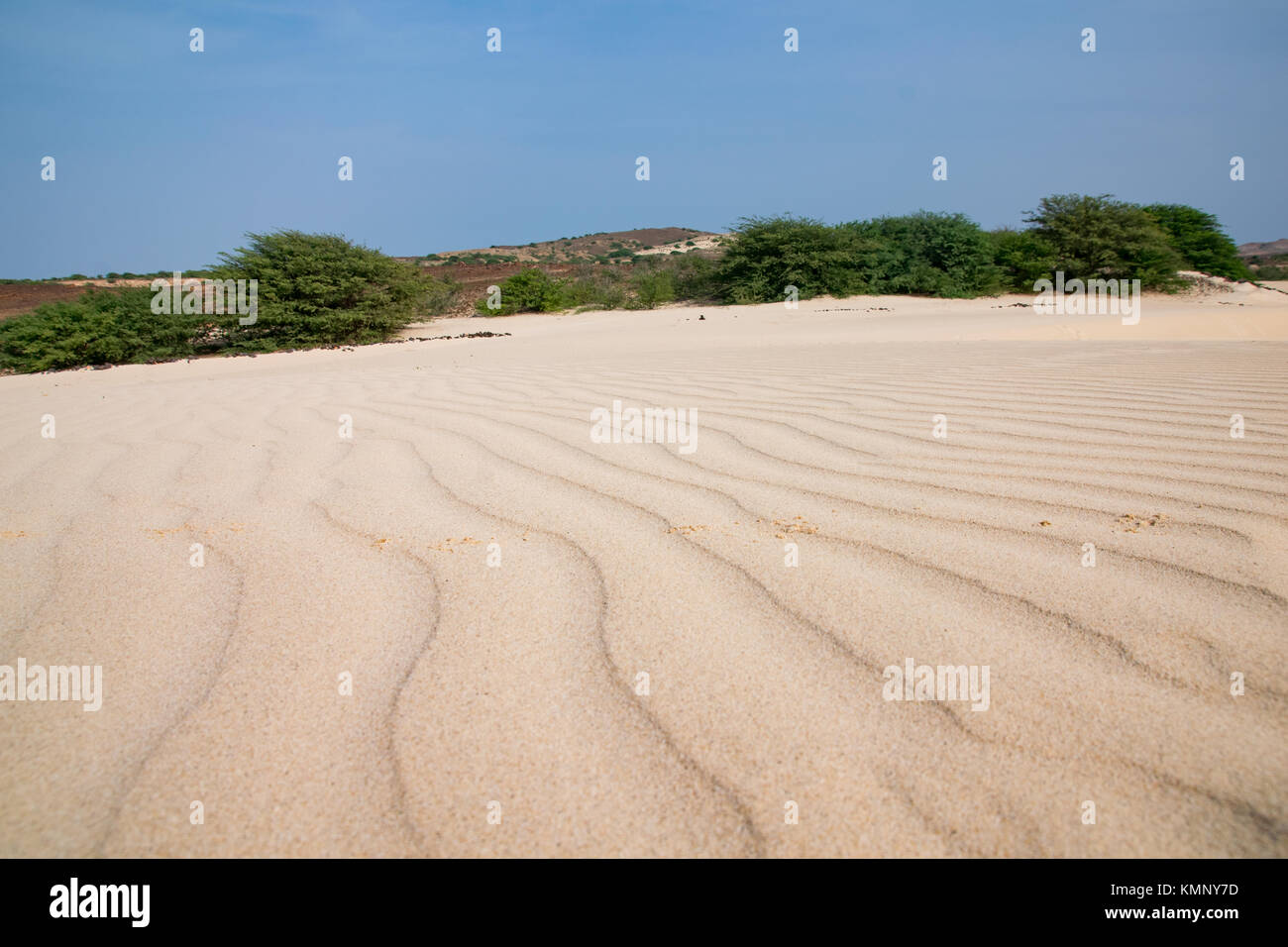 Desierto de Viana, Boa Vista, Cabo Verde. Arena es llevado desde el desierto del Sahara en el océano el viento Foto de stock