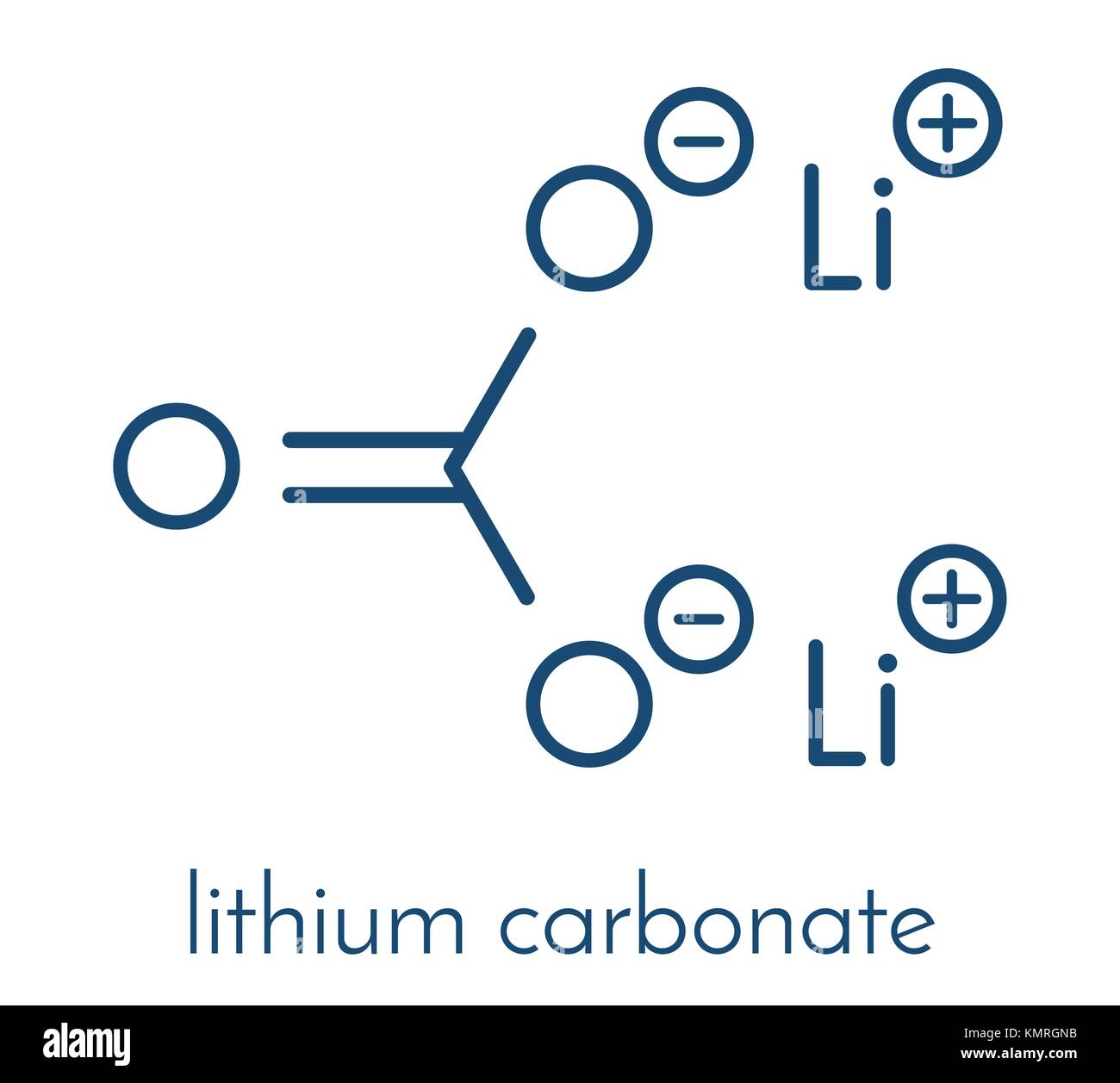 Carbonato de litio (Li2CO3) Trastorno bipolar molécula drogas. Fórmula  esquelética Imagen Vector de stock - Alamy