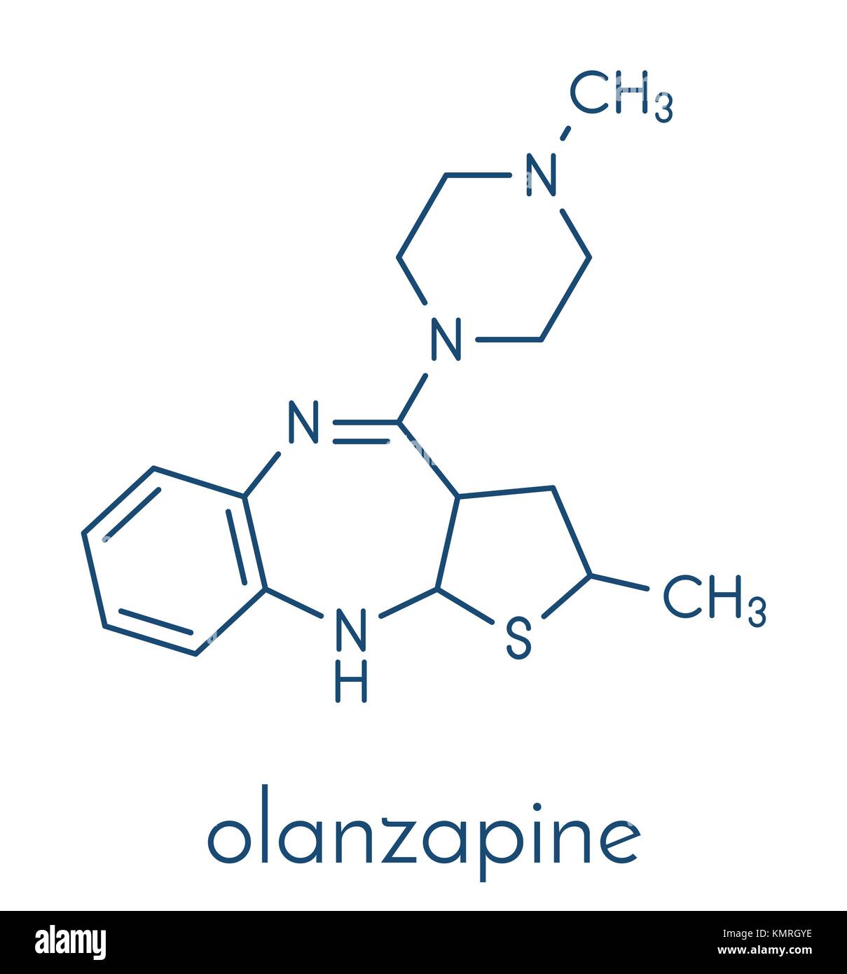 Fármaco antipsicótico olanzapina molécula fórmula esquelética Imagen