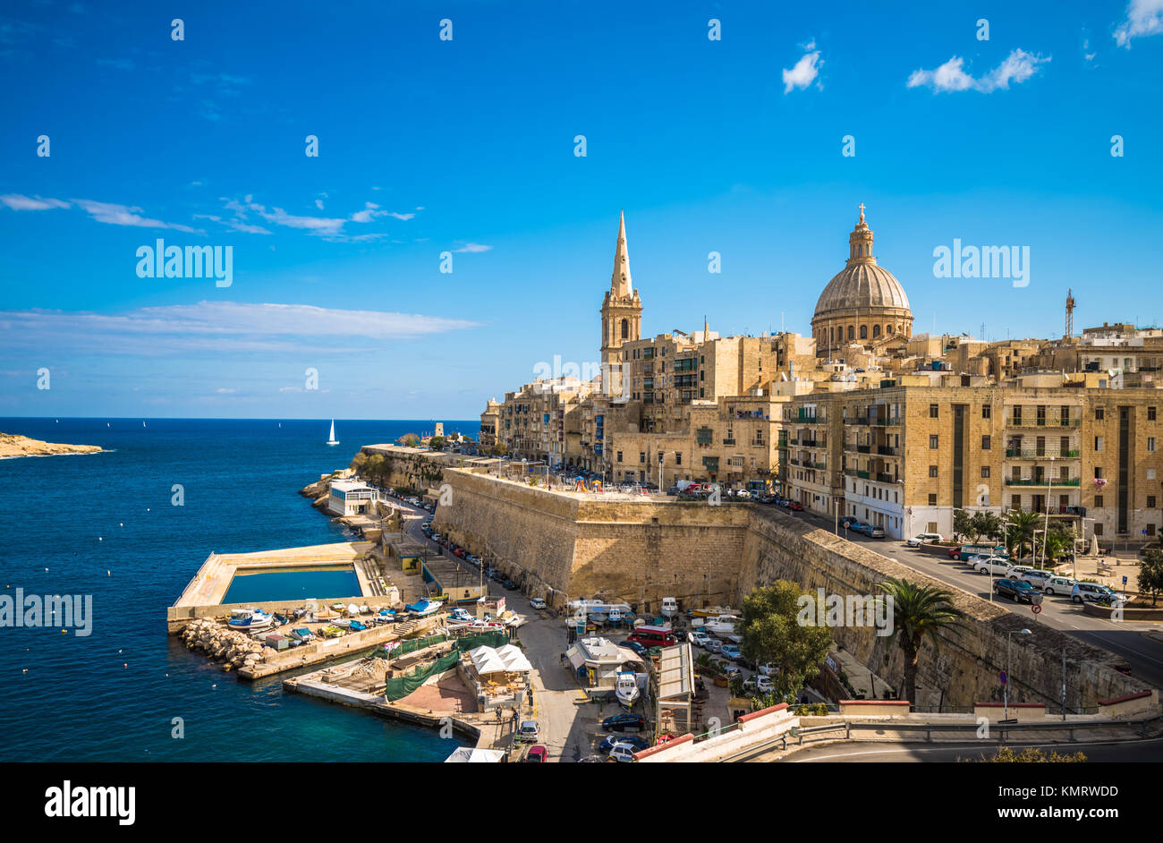 Vista de la Valletta, la capital de Malta Foto de stock