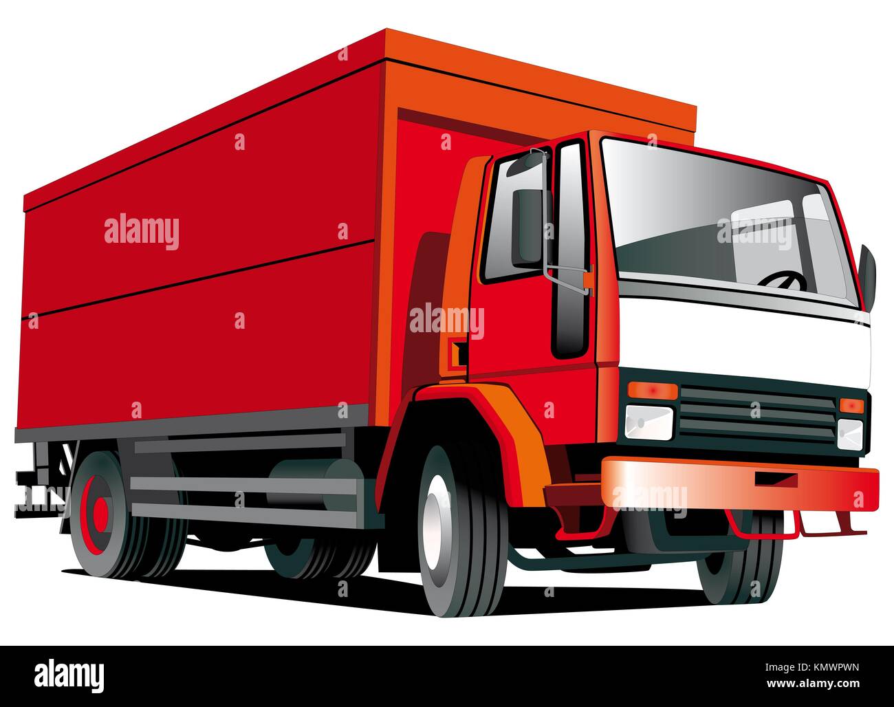 Detalle de imagen vectorial aislado camión rojo sobre fondo blanco. Foto de stock