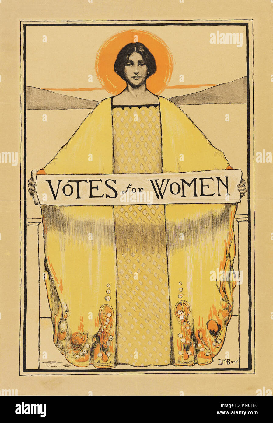 "Votos para las mujeres" poster de fecha 1911 por B. M Boyce Foto de stock