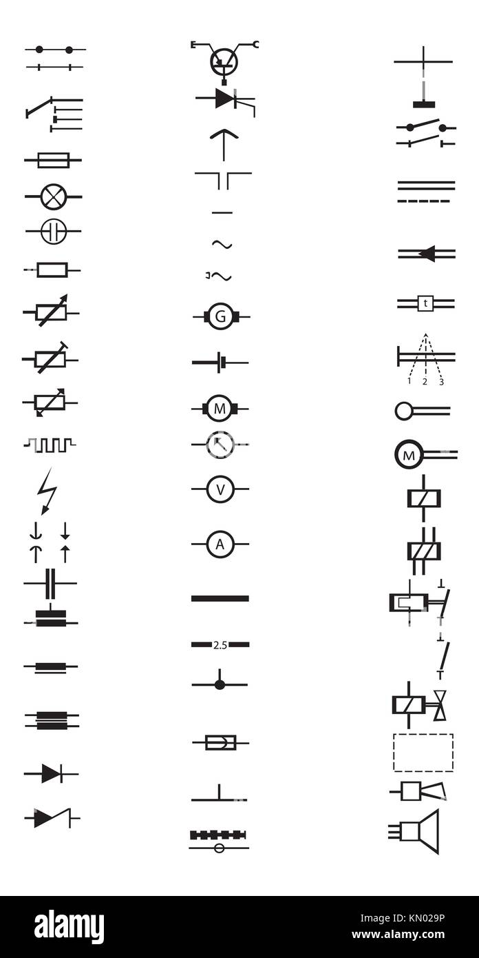 Simbolos electricos Imágenes de stock en blanco y negro - Alamy