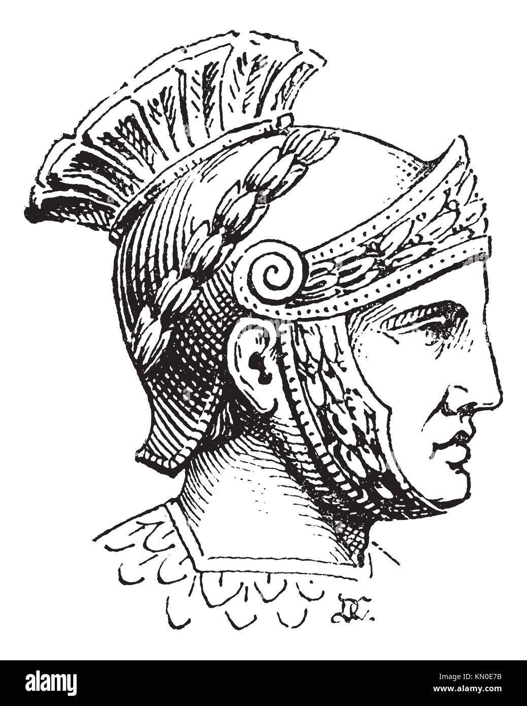 Centurión romano casco o pincel galea vintage ilustración antigua  ilustración grabada de un soldado que llevaba el antiguo casco de centurion  Fotografía de stock - Alamy