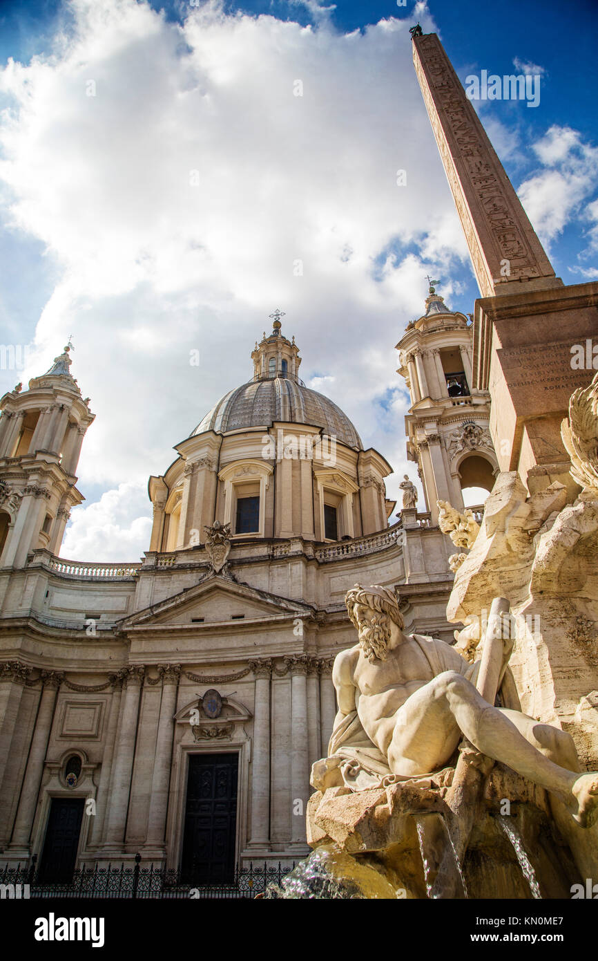 El Sant'Agnese en Agone en Piazza Navona, Roma, Italia. Foto de stock