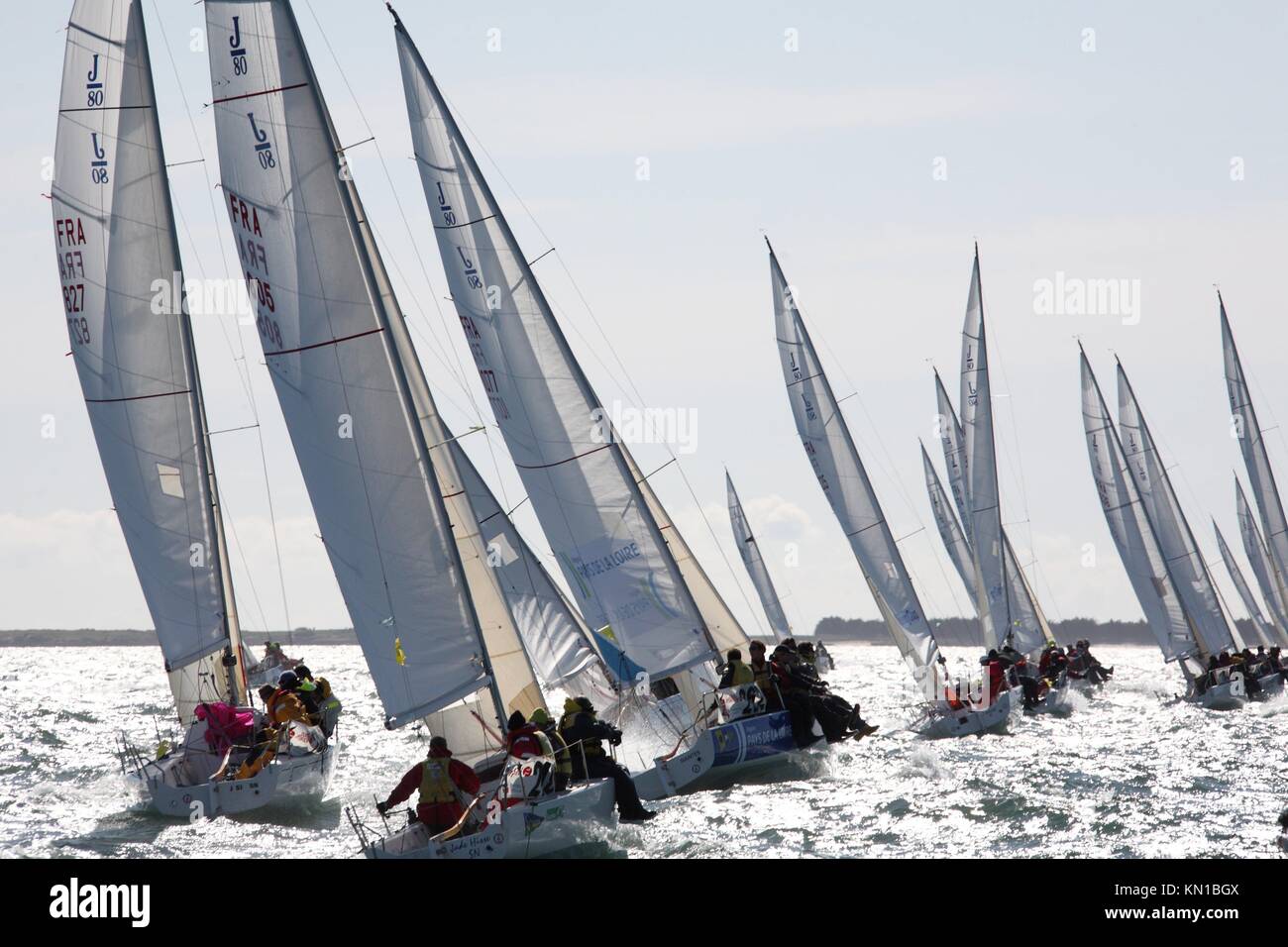 Morbihan, Bretaña, SPI Ouest France-Bouygues en La Trinité-sur-Mer Foto de stock