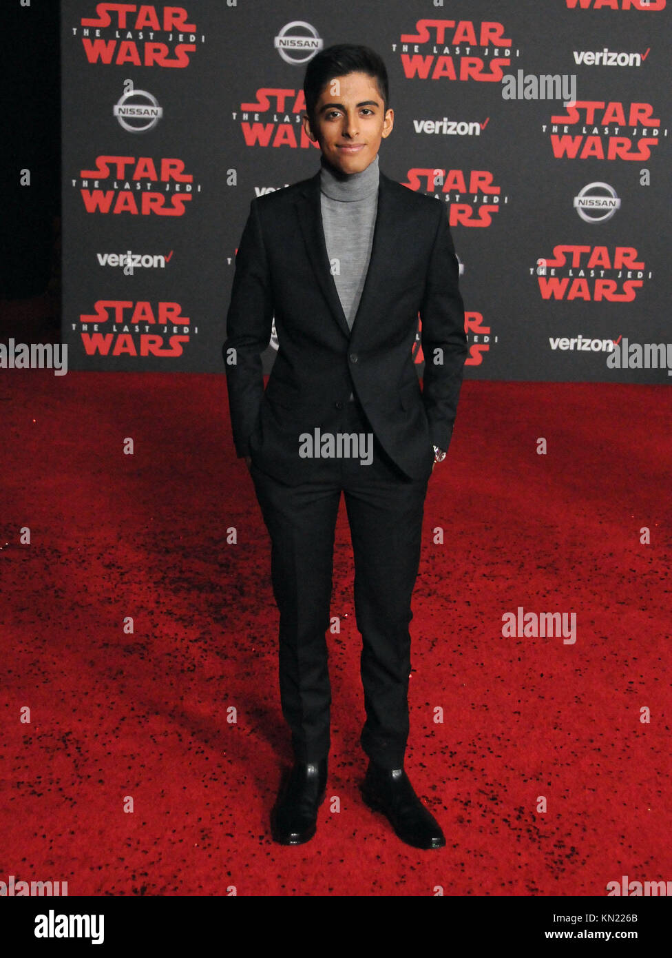 Los Angeles, Estados Unidos. 09Dec, 2017. Actor Karan Brar asiste al  estreno mundial de Disney Pictures y Lucasfilm's 'Star Wars: Los últimos  Jedi' en el Shrine Auditorium el 9 de diciembre de